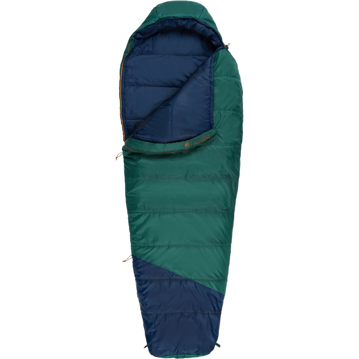 Image of Kelty Mistral Sleeping Bag: 40F Synthetic Posey Green/Pageant Blue, Reg/Right Zip