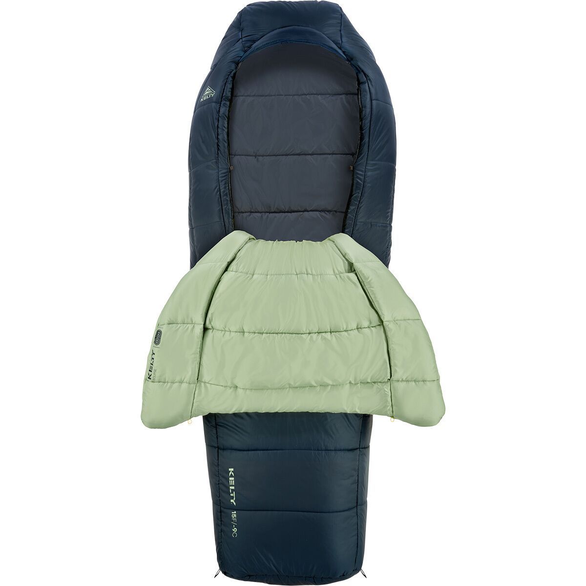 Image of Kelty Eclipse 15 Sleeping Bag: 15F Synthetic Midnight Navy/Laurel Green/Turbulence, Long