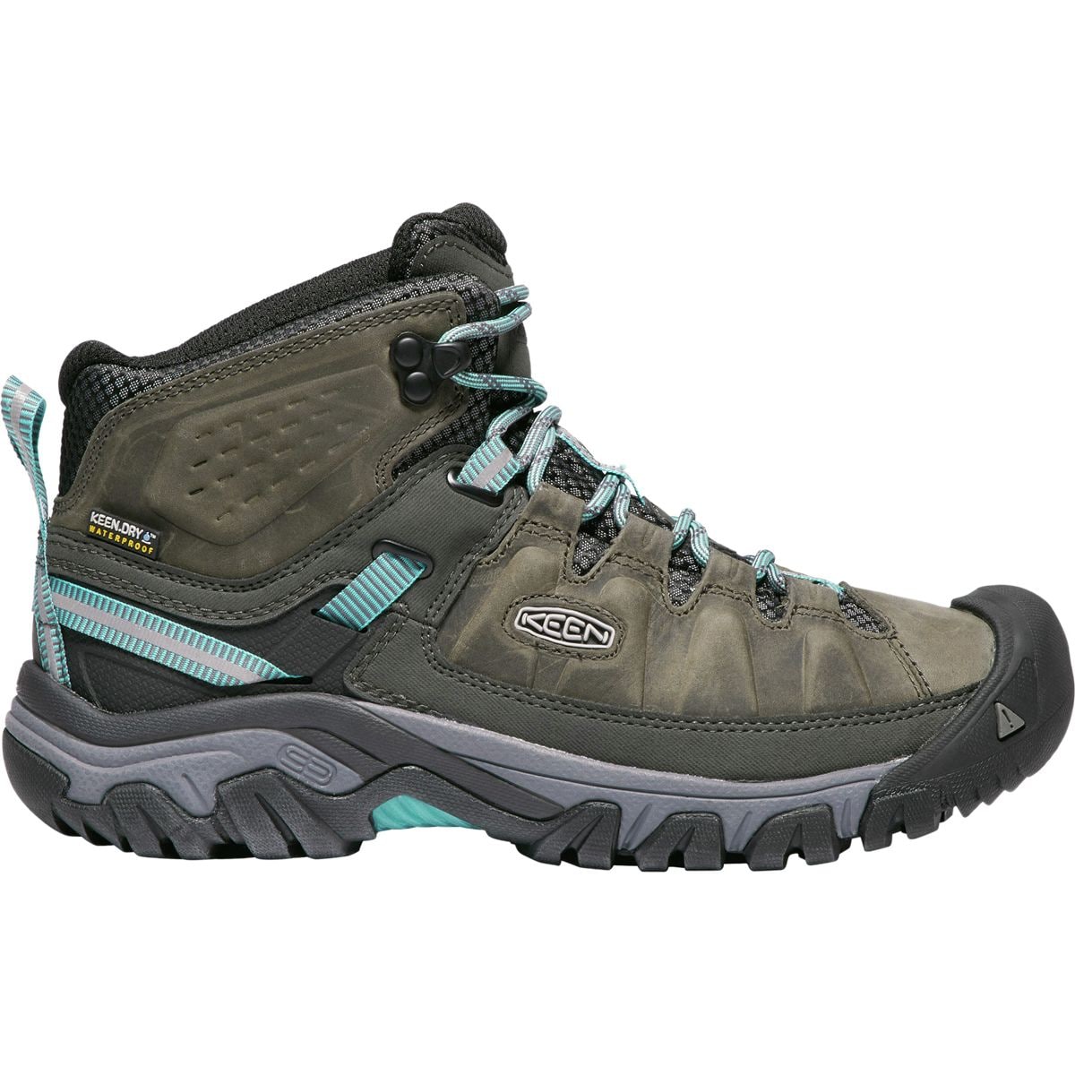 KEEN Targhee III Mid Waterproof Hiking Boot - Women's Alcatraz/Blue Turquoise 10.0