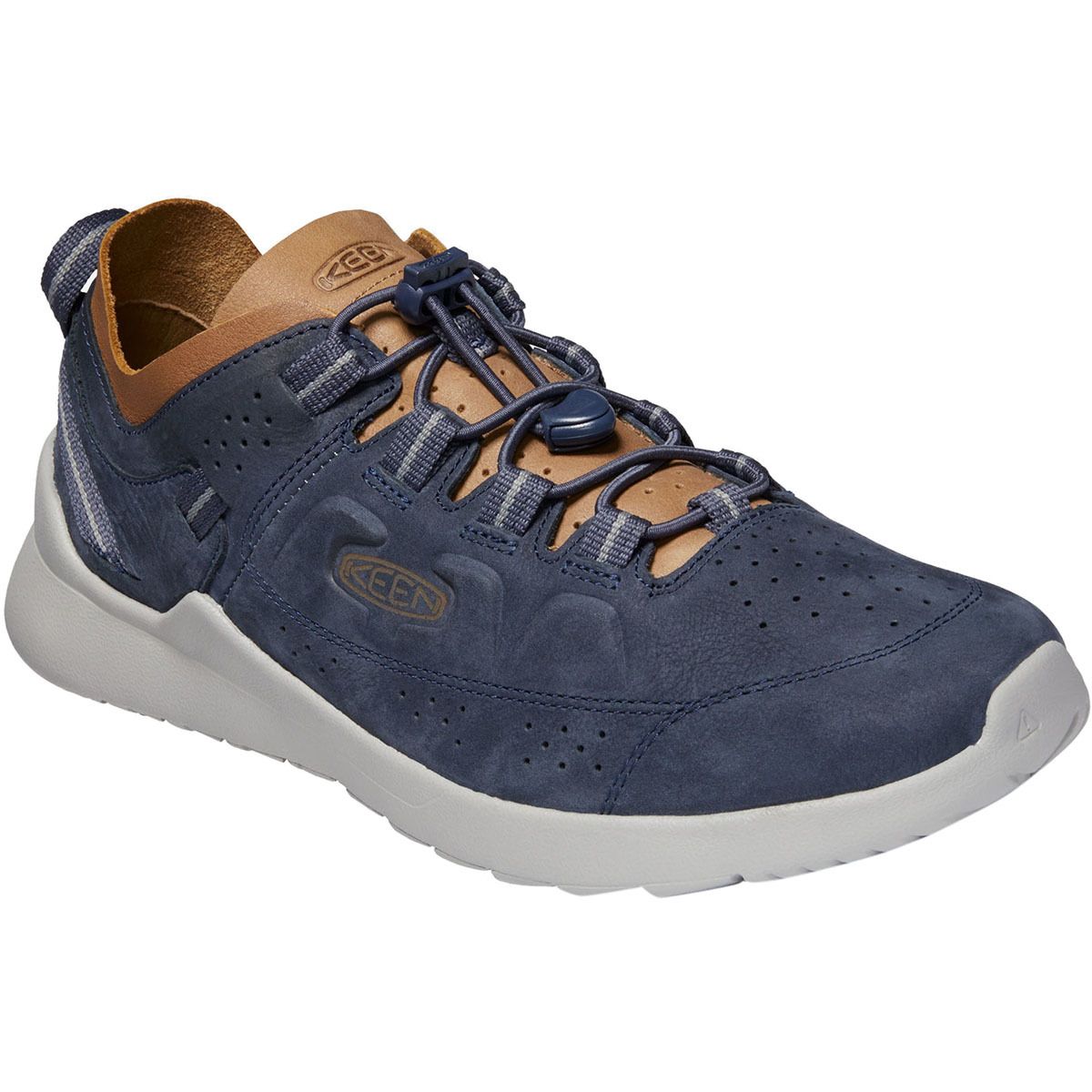 KEEN Highland Men\'s 14 Black Leather Cord Lock Low Top Walking Casual Sneakers BLUNIGDRI.jpg main image 2
