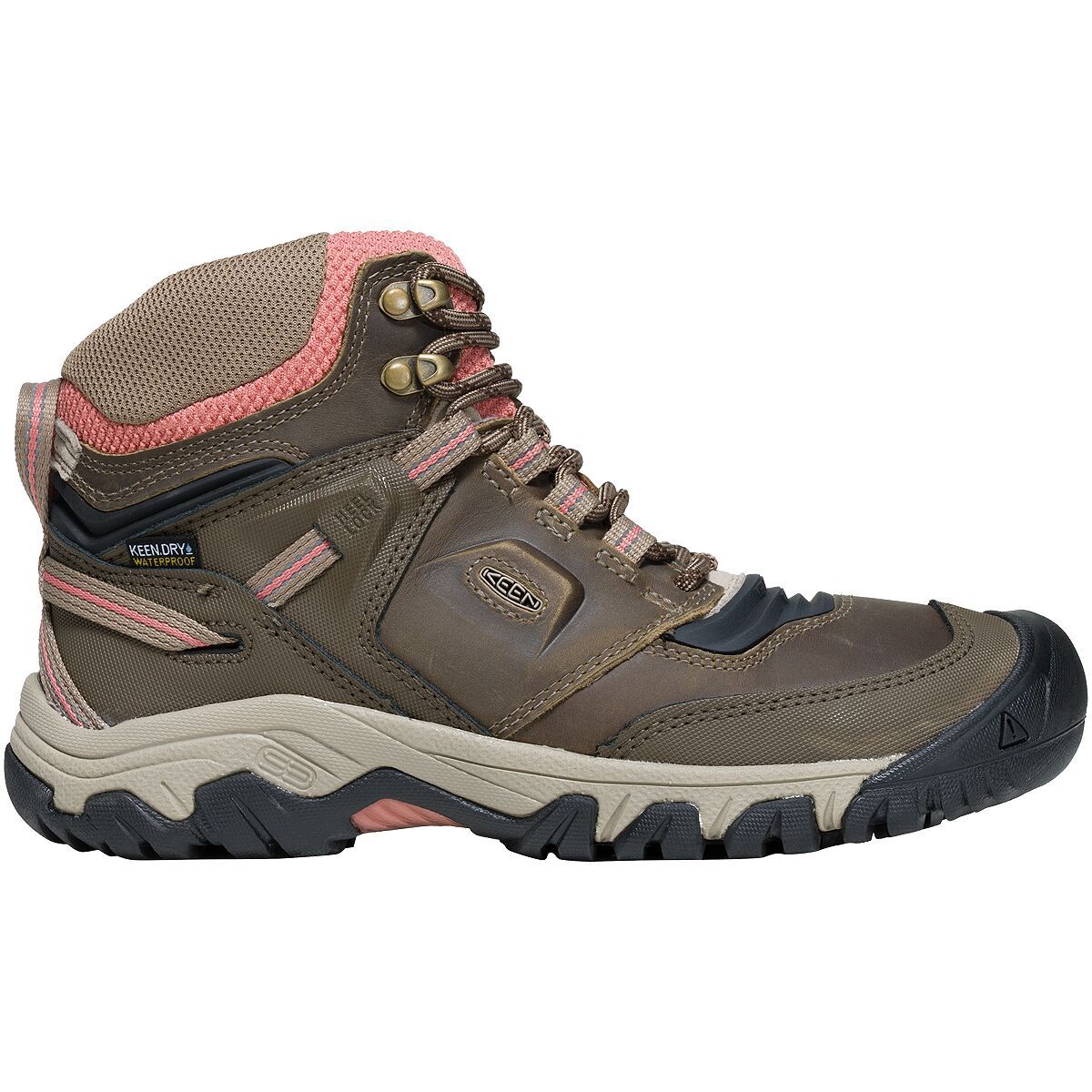 KEEN Ridge Flex Mid WP Hiking Boot - Women's Timberwolf/Brick Dust, 8.5