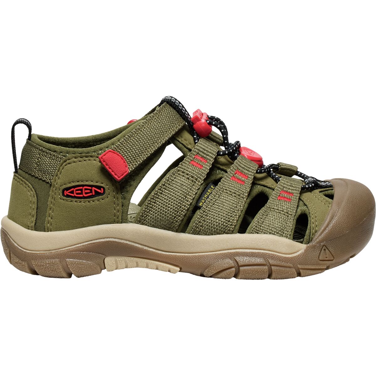 Image of KEEN Newport H2 Sandal - Kids' Martini Olive/Aura Orange, 3.0