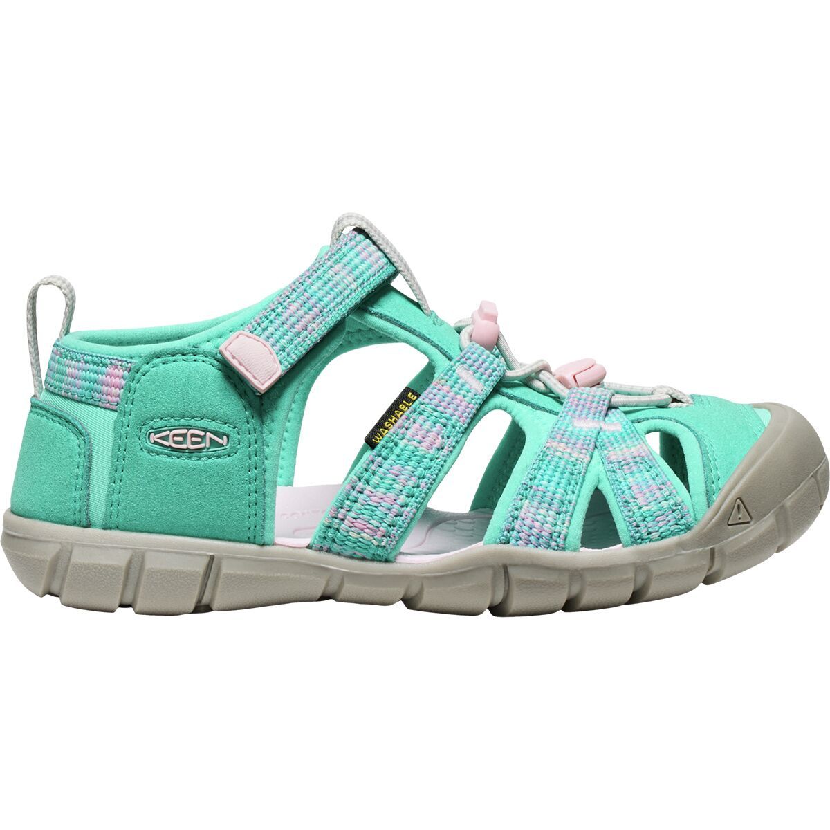 Image of KEEN Seacamp II CNX Sandal - Kids' Bright Aqua/Pink-A-Boo, 7.0