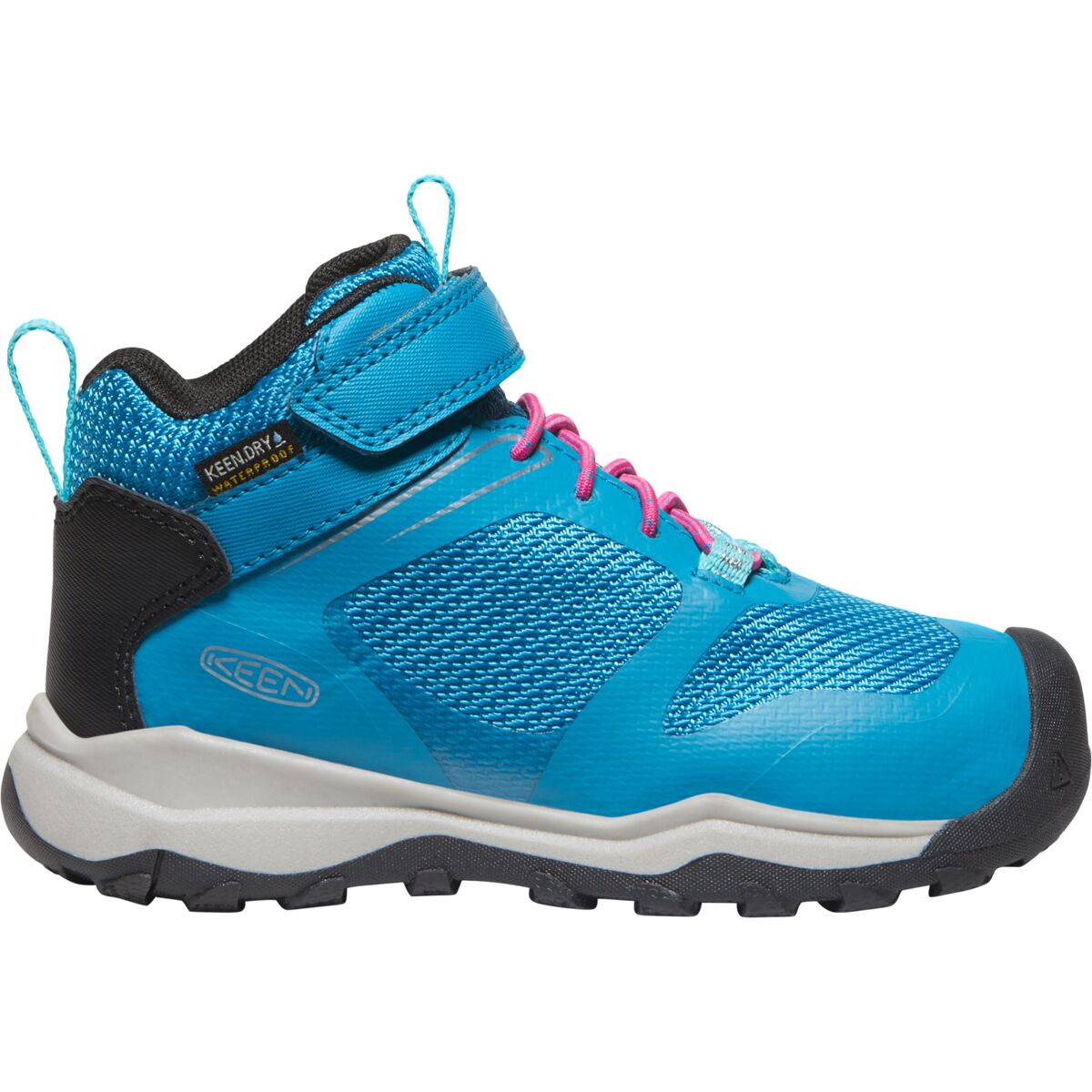 KEEN KEEN Wanduro Mid WP Shoe - Little Kids' Fjord Blue/Fuchsia Purple, 8.0