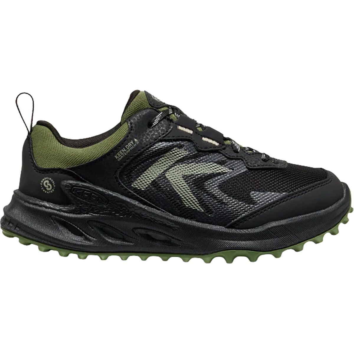 Image of KEEN Zionic WP Shoe - Kids' Black/Bronze Green, 1.0