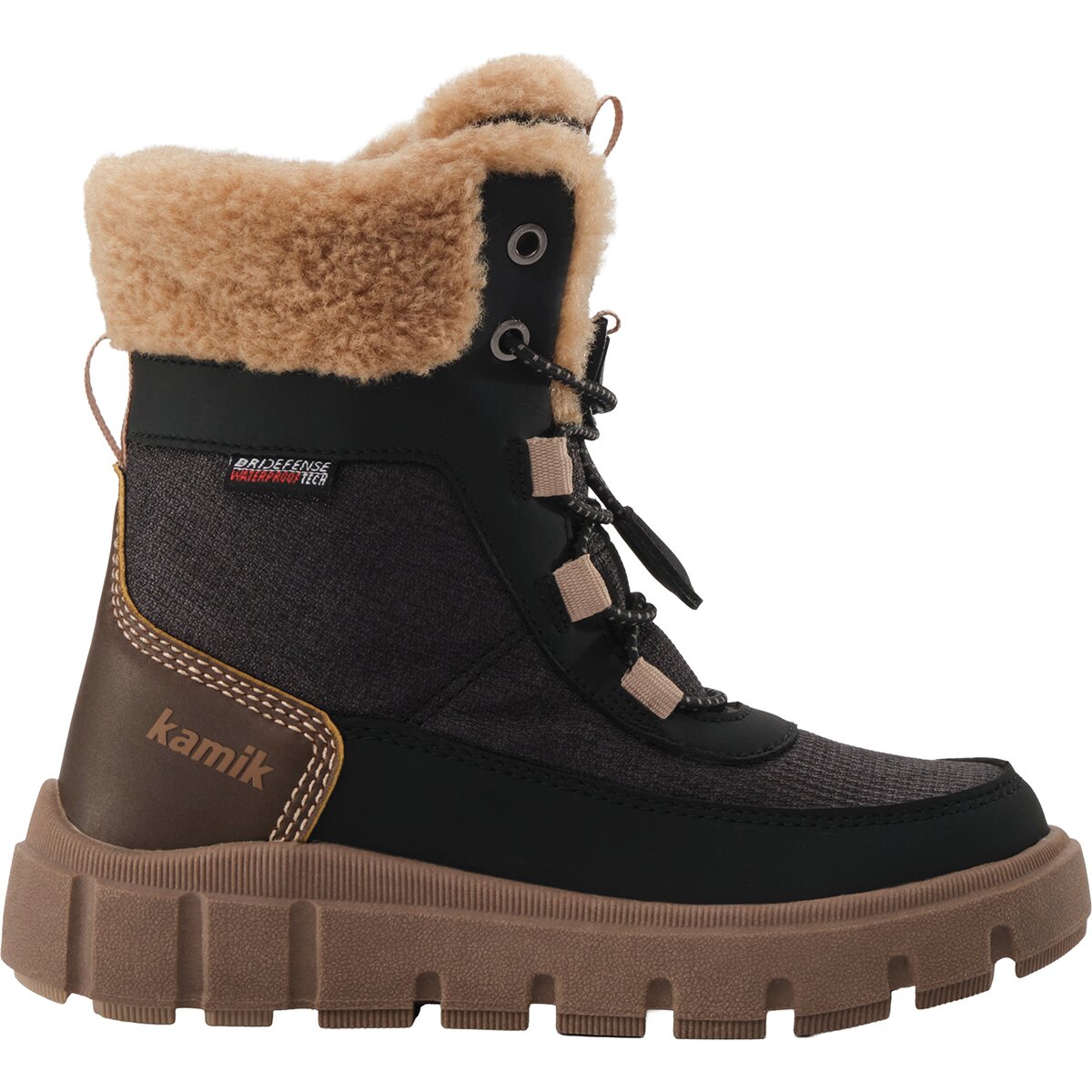 Image of Kamik Seeker Fur Boot - Kids' Black/Dark Brown, 4.0