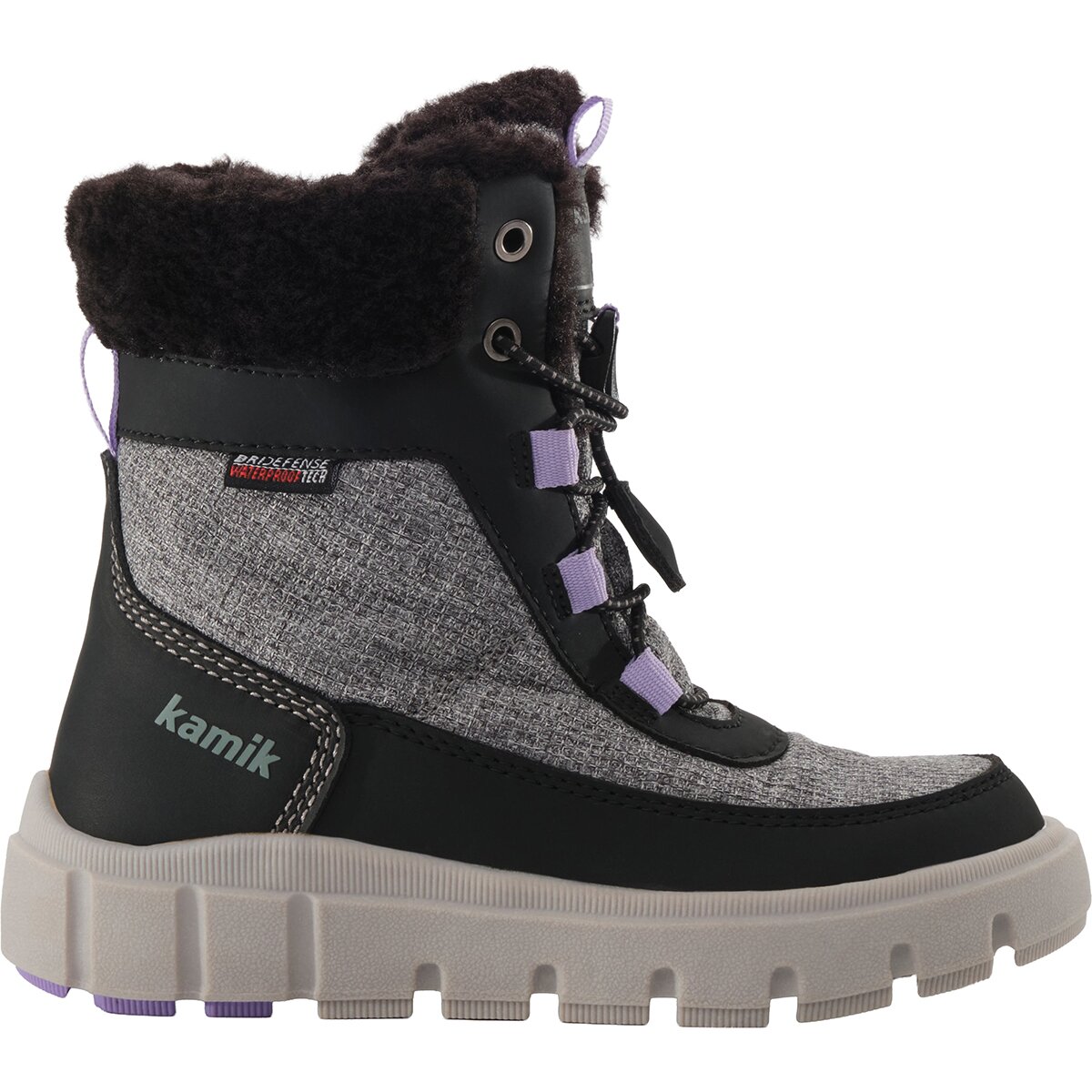 Image of Kamik Seeker Fur Boot - Kids' Charcoal, 4.0