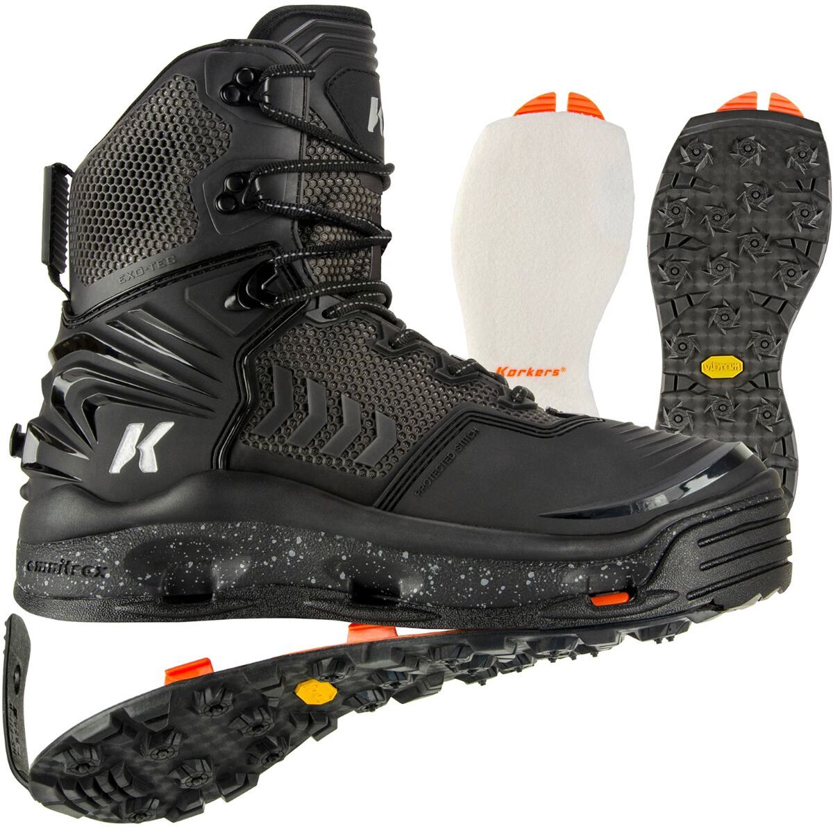 Korkers River Ops Wading Boot Felt & Vibram Soles, 10.0