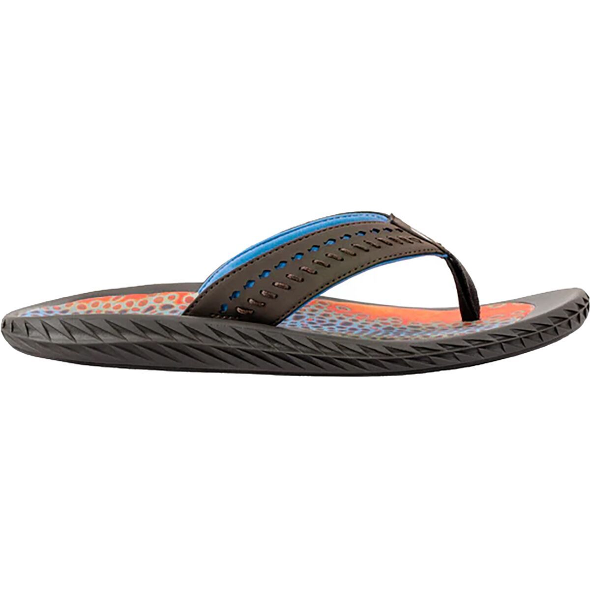 Korkers Brown Trout Fish Flip Flop - Men's Black Olive, 10.0