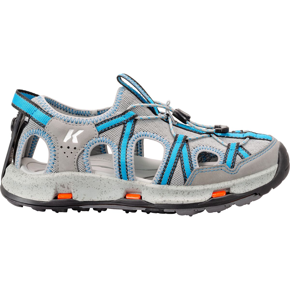 Image of Korkers Swift Sandal - Women's Storm Grey/Blue-TrailTrac Sole, 8.0