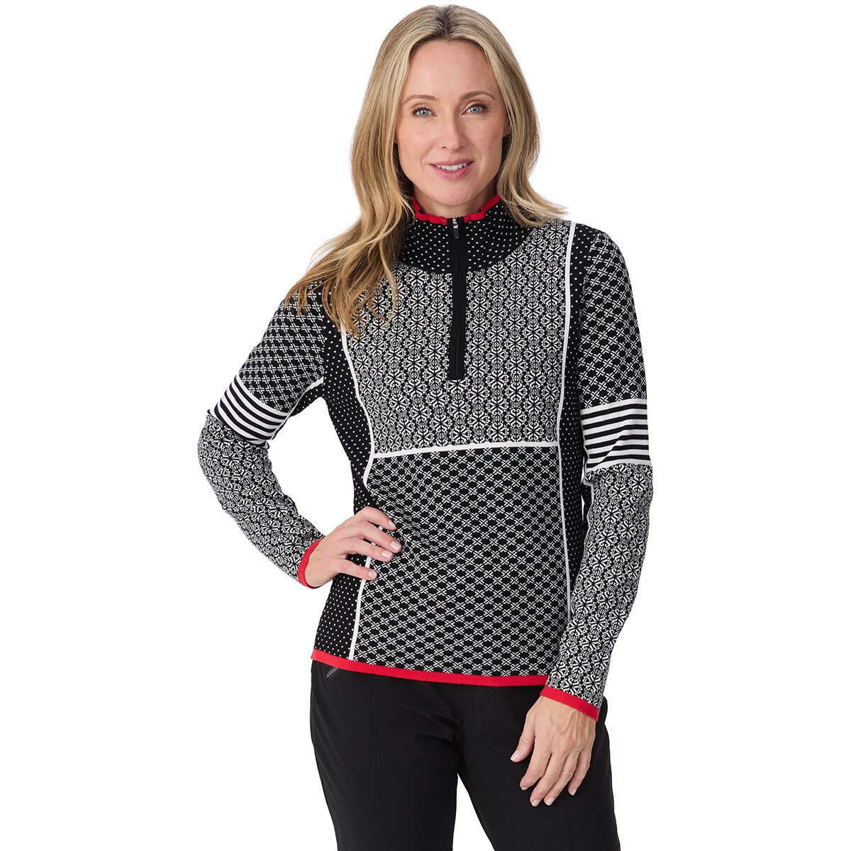 Image of Krimson Klover Pow Zip Neck Ski Sweater - Women's Black, S