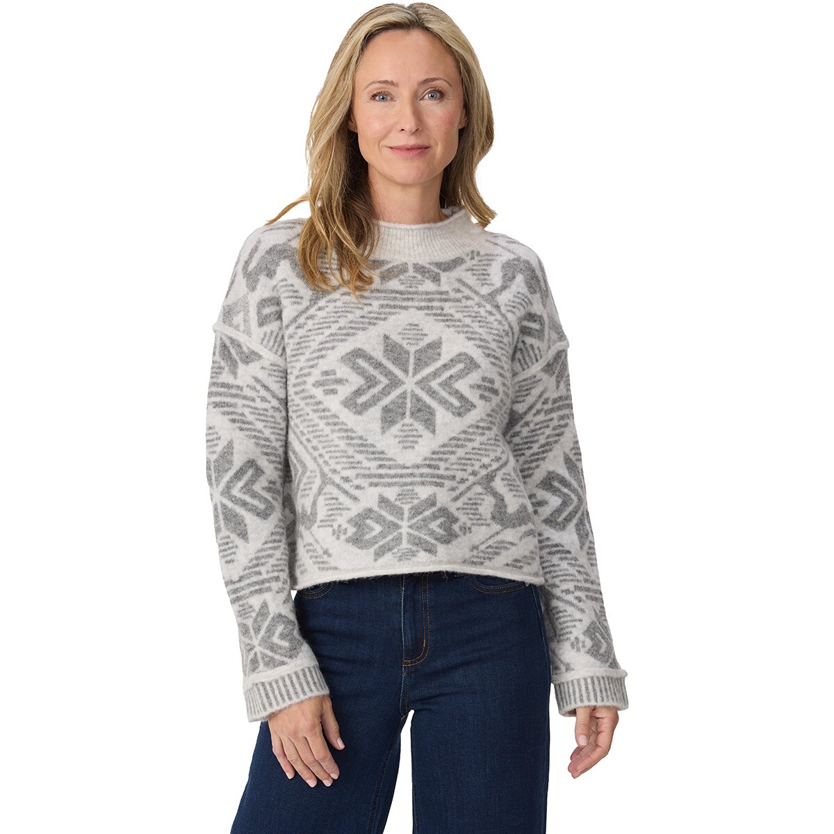 Image of Krimson Klover Elowen Mock Neck Sweater - Women's Heather Silver, XS