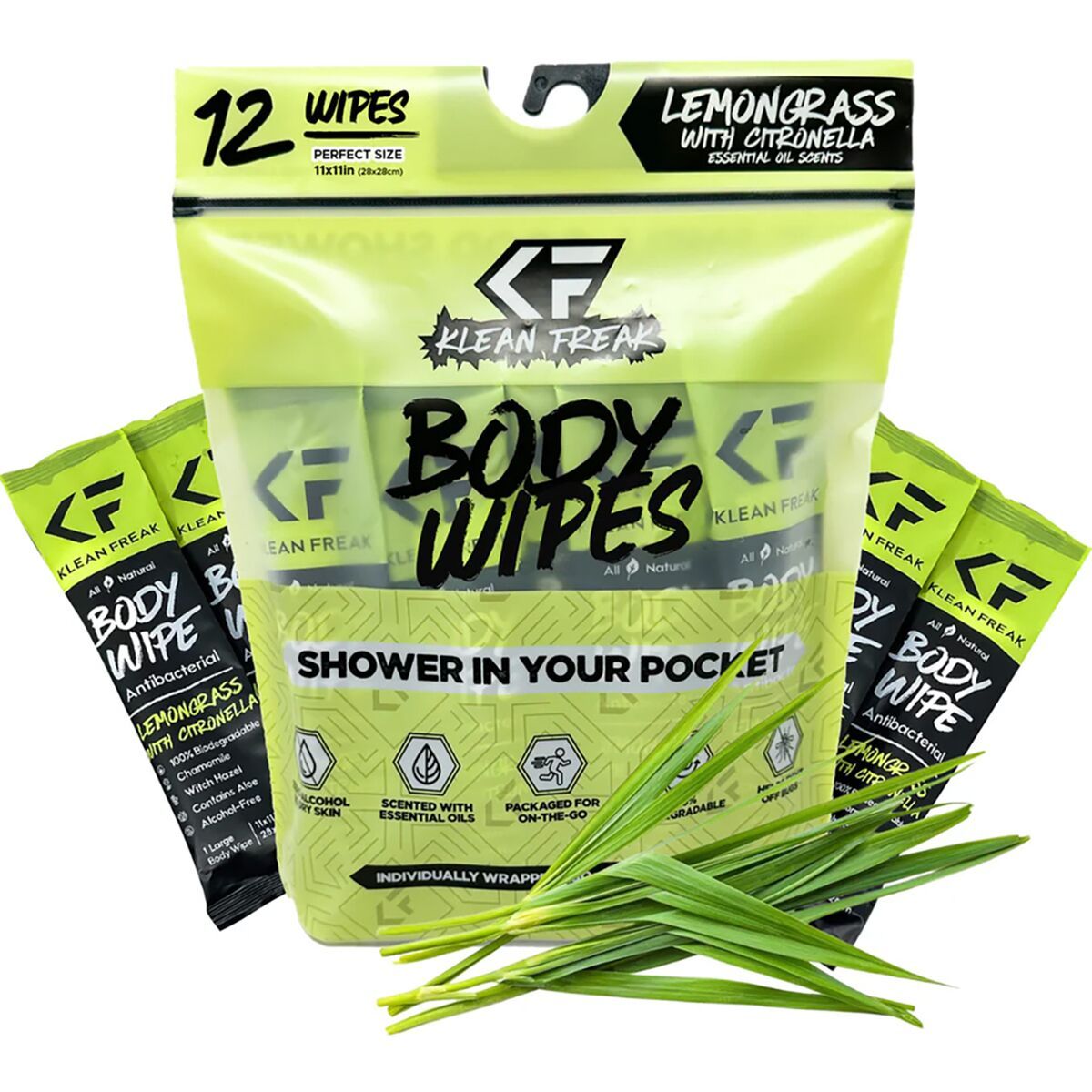 Image of Klean Freak Body Wipes - 12-Pack Lemongrass/Citronella, 12-Pack, One Size