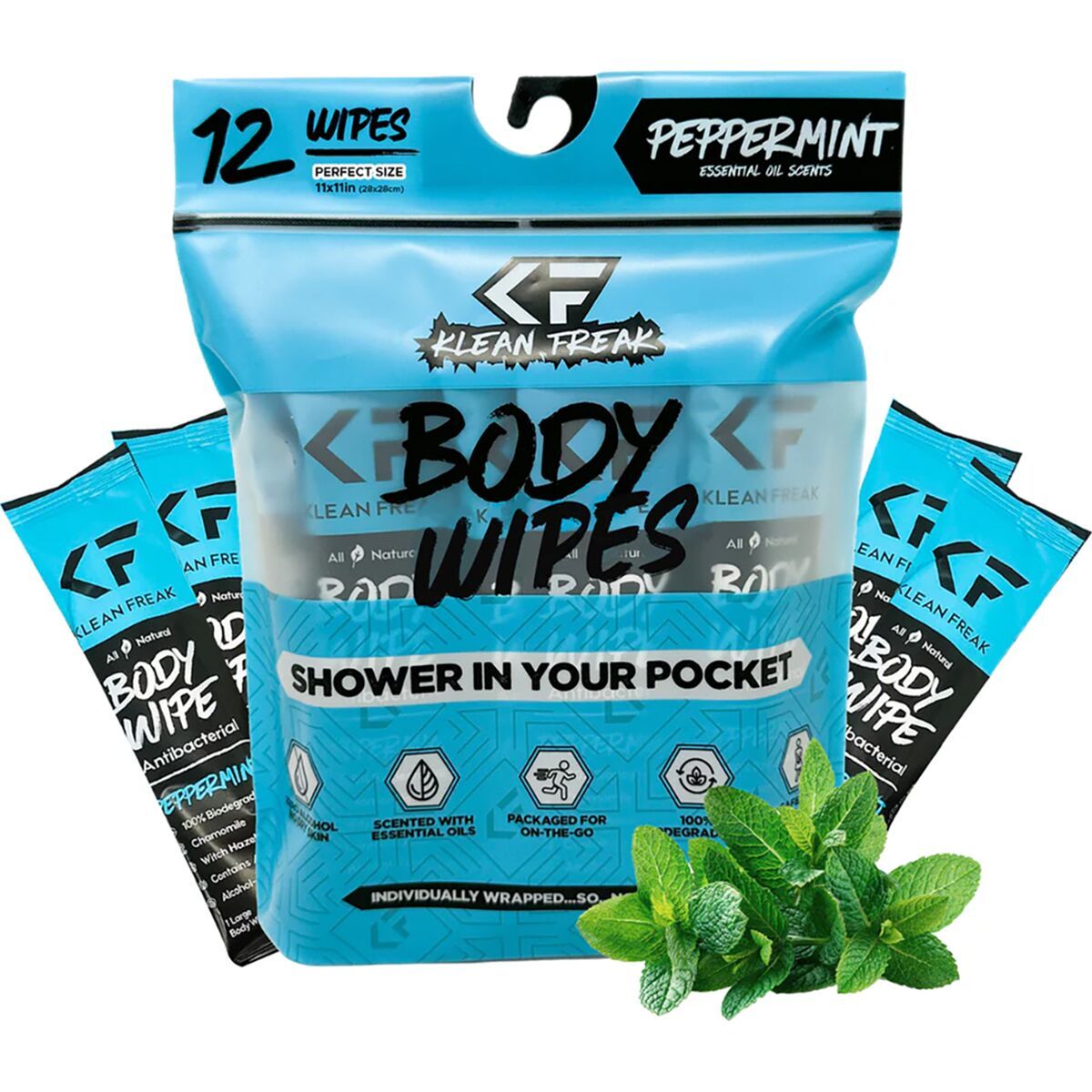 Image of Klean Freak Body Wipes - 12-Pack Peppermint, 12-Pack, One Size