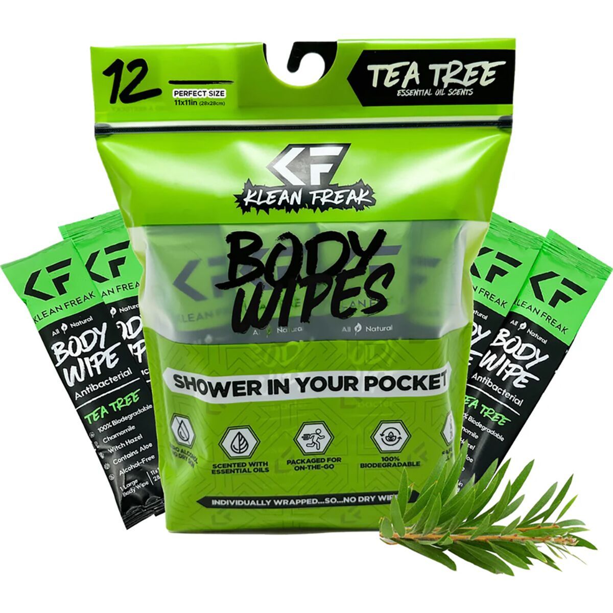 Image of Klean Freak Body Wipes - 12-Pack Tea Tree, 12-Pack, One Size
