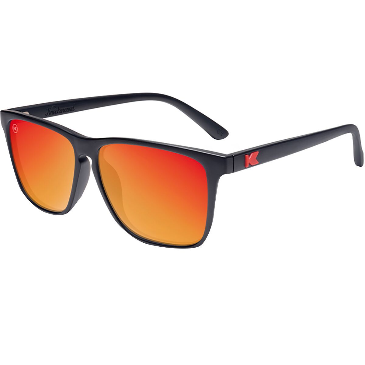 Image of Knockaround Fast Lanes Polarized Sunglasses Matte Black/Red Sunset, One Size