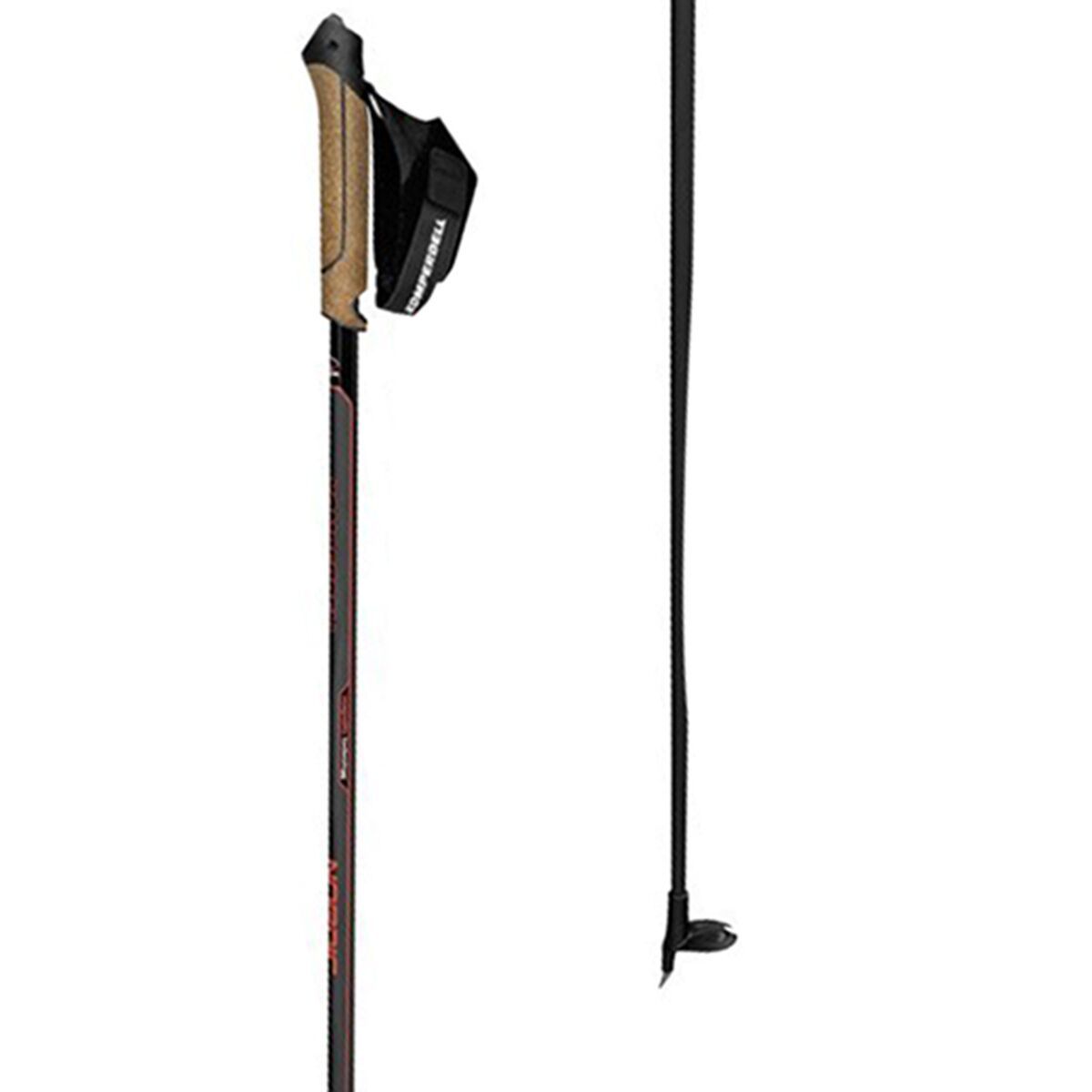 Image of Komperdell Nordic CX-100 Cork Ski Poles Black/Red, 145cm