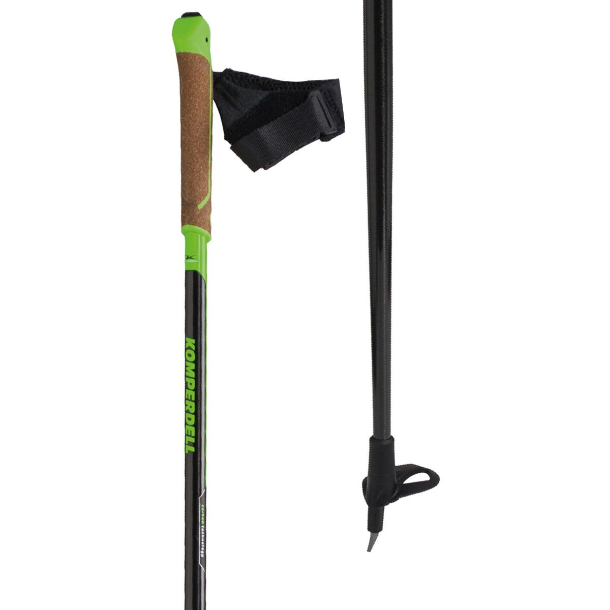 Image of Komperdell Nordic CX-80 National Team Ski Poles Black/Lime, 140cm