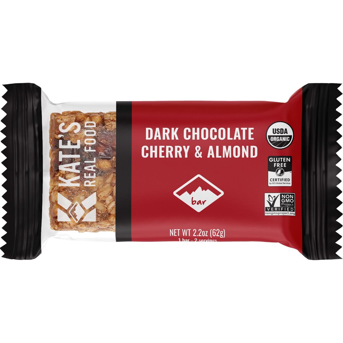 Image of Kate's Real Food Energy Bars - Box of 12 Dark Chocolate Cherry + Almond, 12 Bars