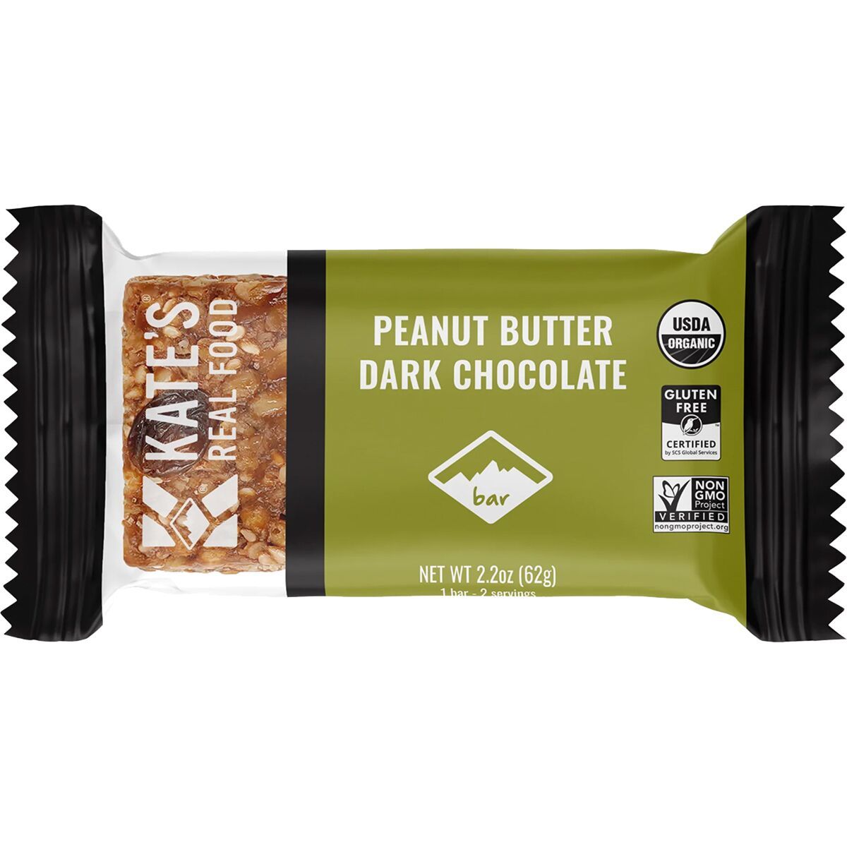 Image of Kate's Real Food Energy Bars - Box of 12 Peanut Butter Dark Chocolate, 12 Bars