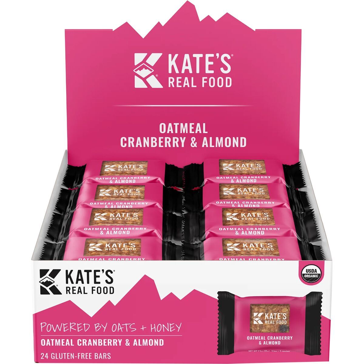 Image of Kate's Real Food Mini Energy Bars - Box of 24 Oatmeal Cranberry Almond, 24 Mini Bars