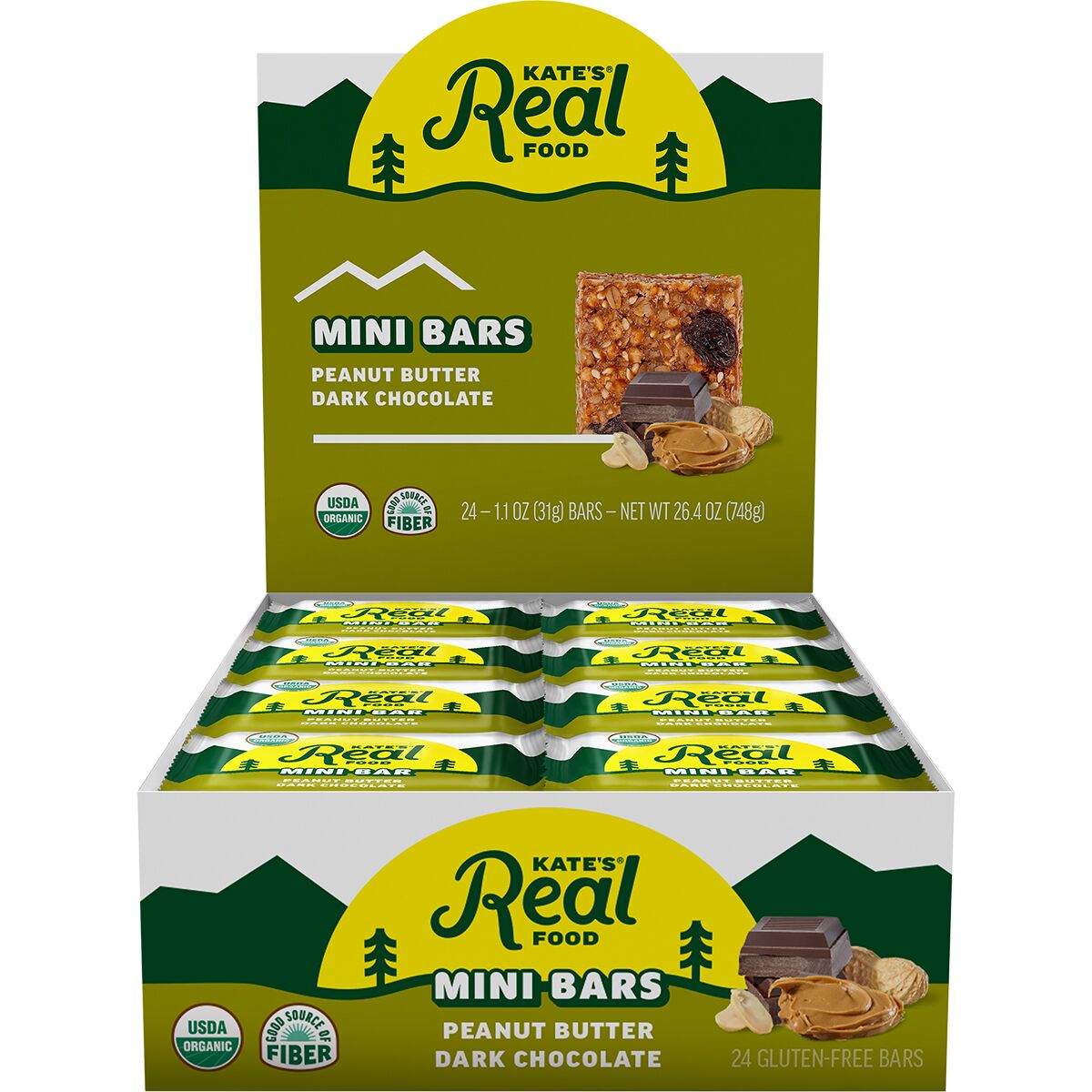 Kate's Real Food Kate's Real Food Mini Energy Bars - Box of 24 Peanut Butter Dark Chocolate, 24 Mini Bars