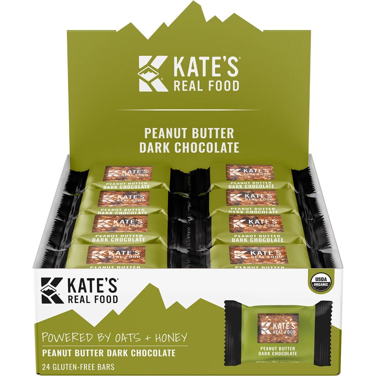 Image of Kate's Real Food Mini Energy Bars - Box of 24 Peanut Butter Dark Chocolate, 24 Mini Bars