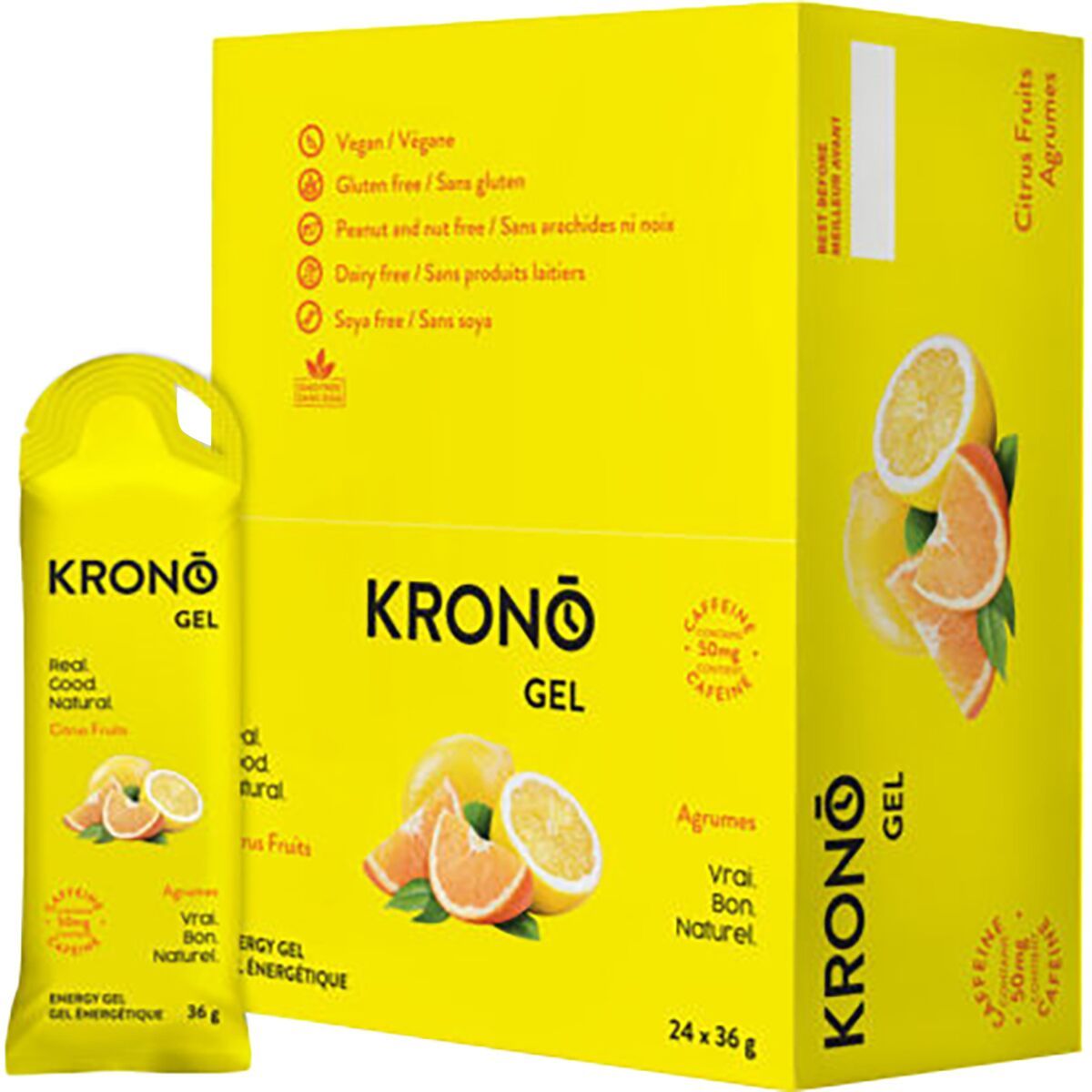 Image of Krono Nutrition Energy Gels - Box of 24 Citrus (with Caffeine), One Size