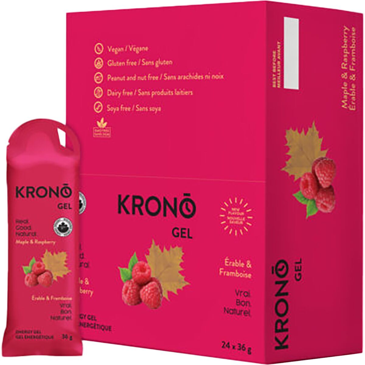 Image of Krono Nutrition Energy Gels - Box of 24 Maple + Raspberry, One Size