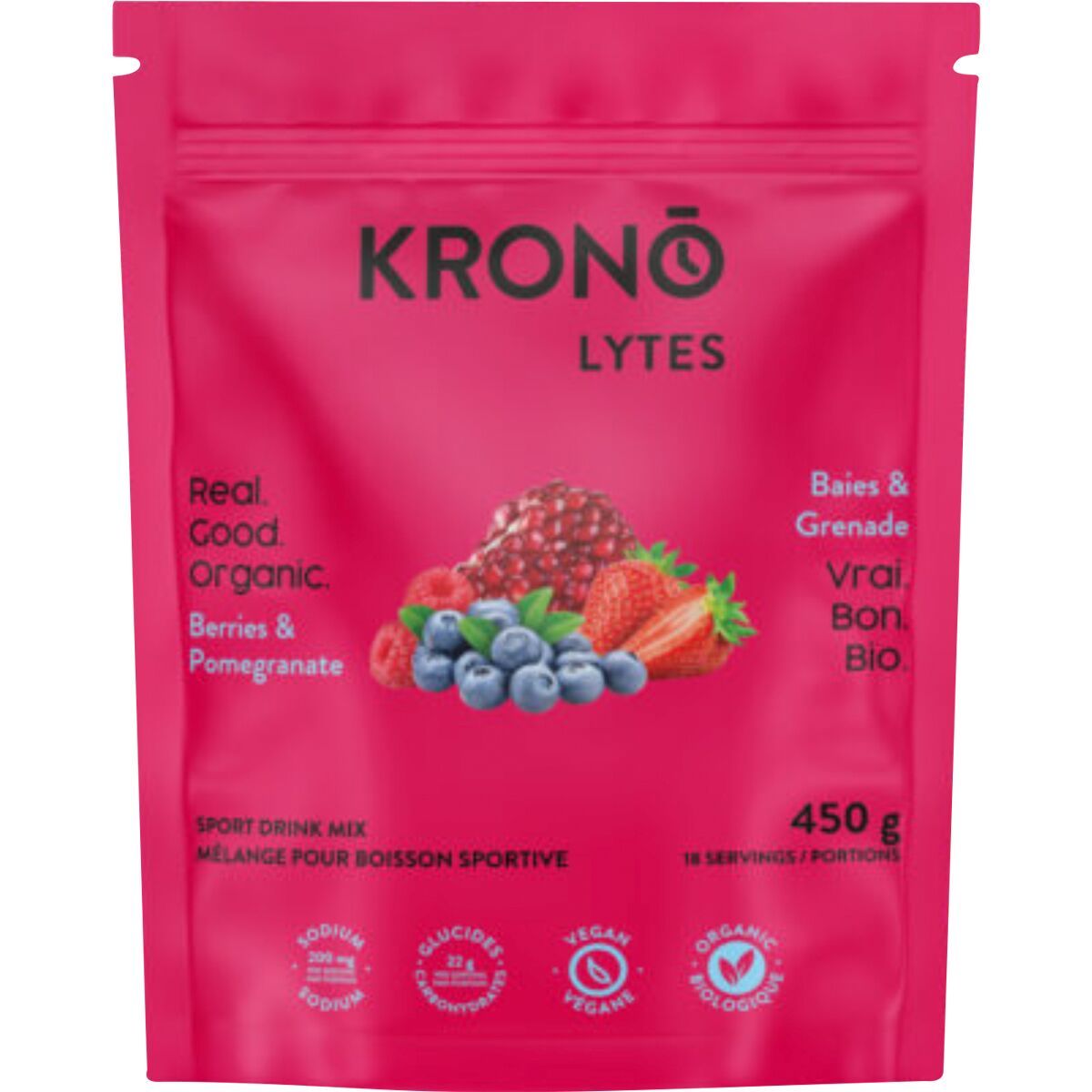 Image of Krono Nutrition Lytes Sport Drink Mix - 450g Bag Berries + Pomegranate, One Size