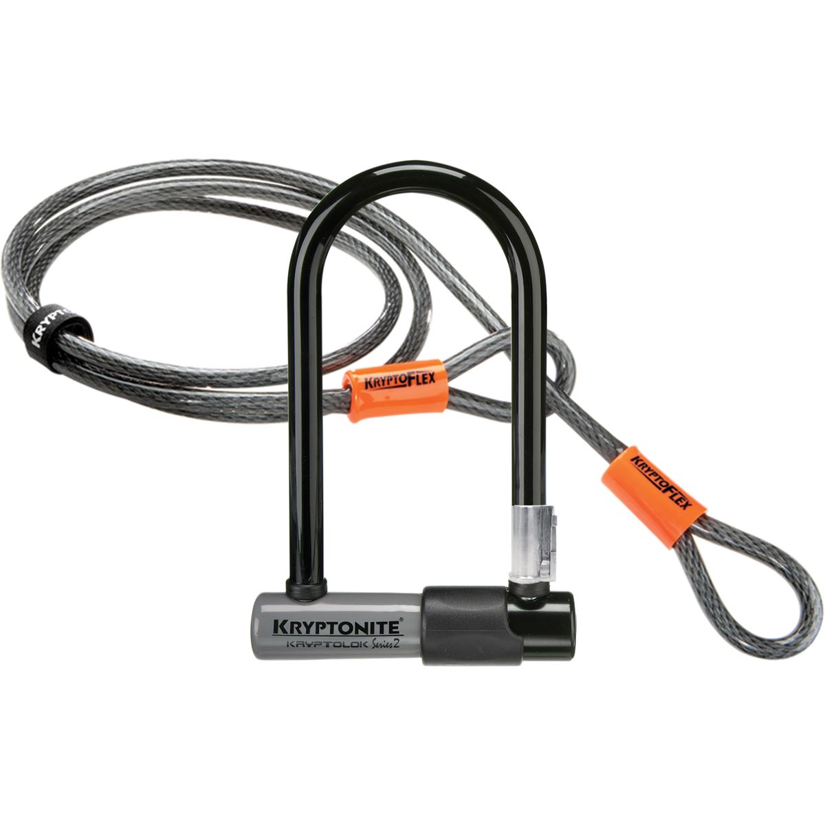 Kryptonite Kryptonite KryptoLok Mini-7 U-Lock - Double Deadbolt with 120cm Cable Black/Grey, 13mm x 83mm x 178mm