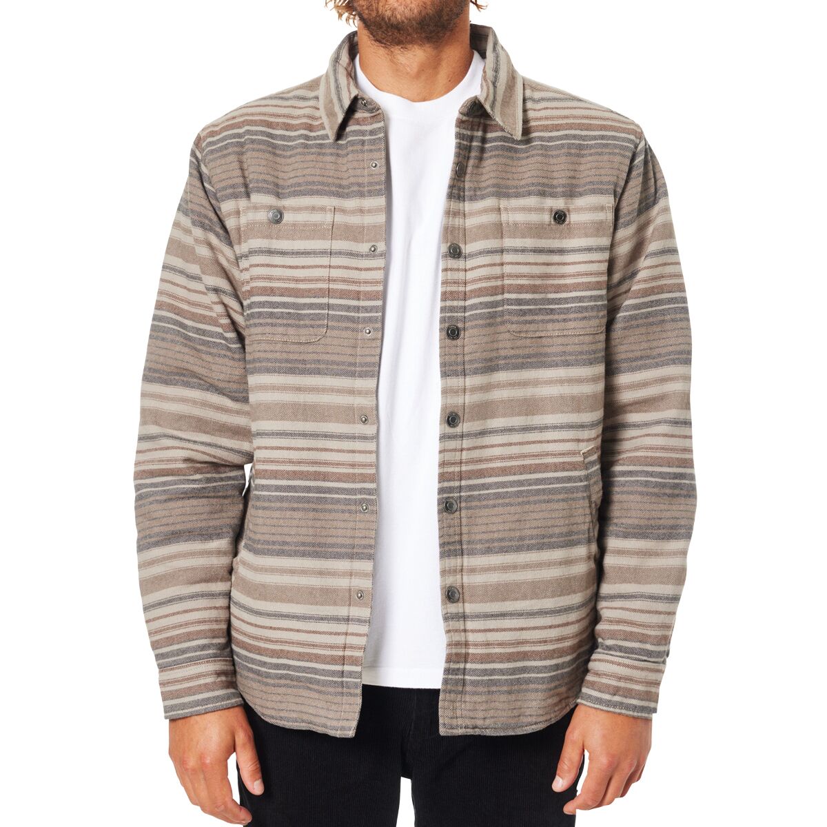 Image of Katin Harold Stripe Jacket - Men's Gravel, S