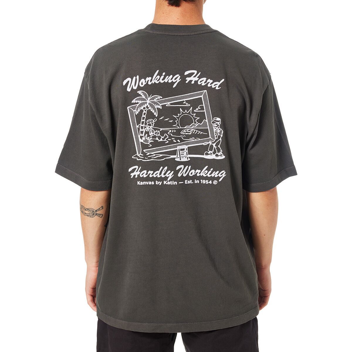 Katin Trabajo Relaxed T-Shirt - Men's Black Wash Pigment Dye, L