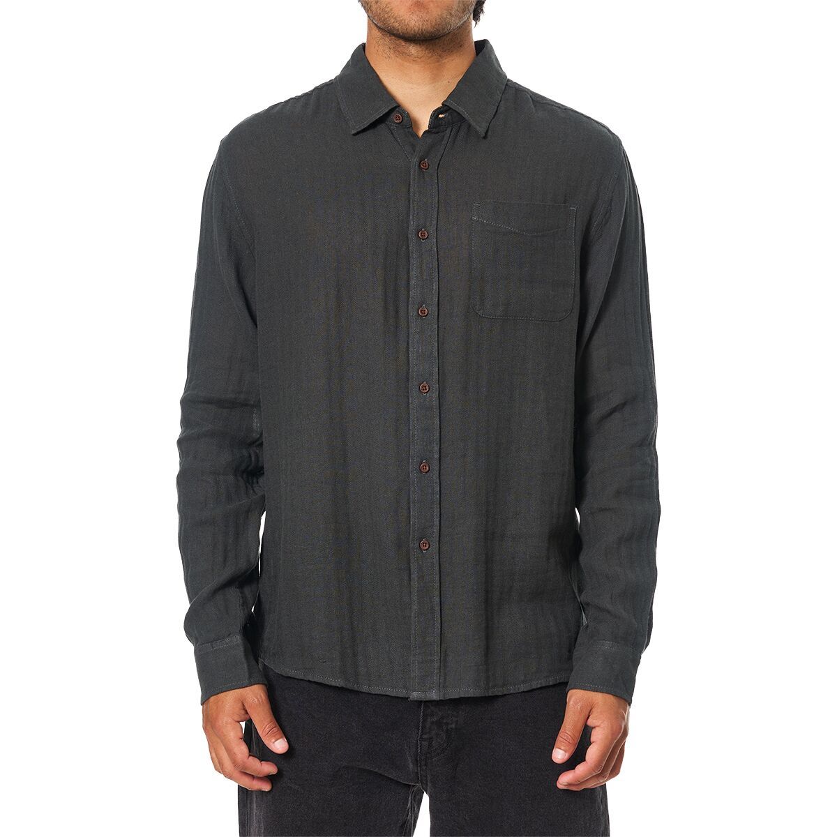 Image of Katin Alan Solid Long-Sleeve Shirt - Men's Black Wash, XL