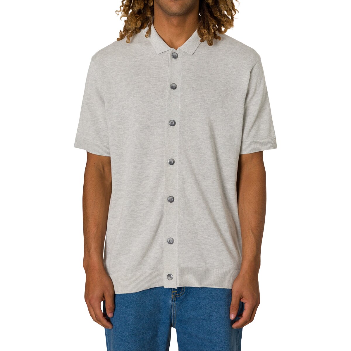 Image of Katin Blake Knit Button Up Shirt - Men's Neutral Gray, L