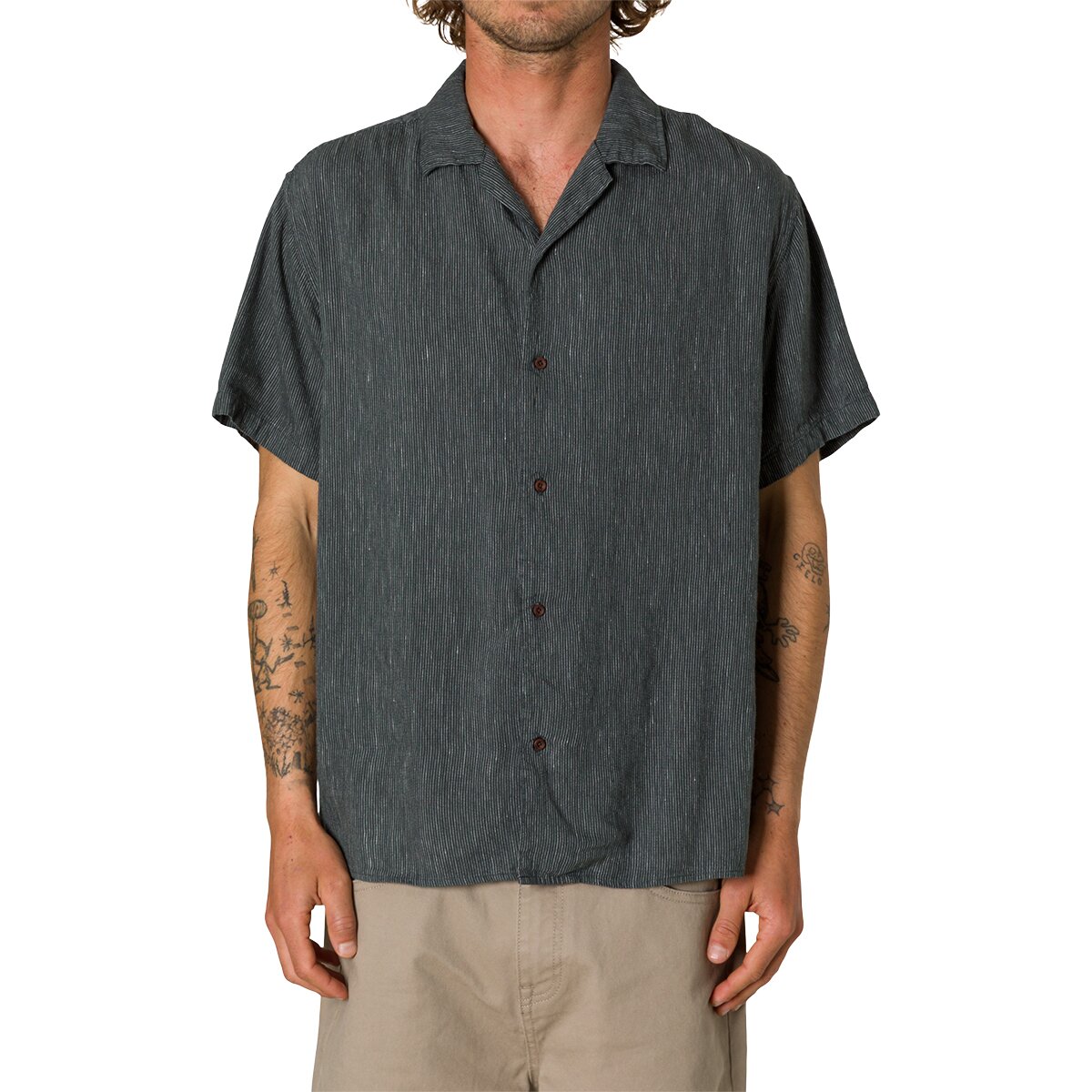 Image of Katin Teller Stripe Shirt - Men's Black Wash, L