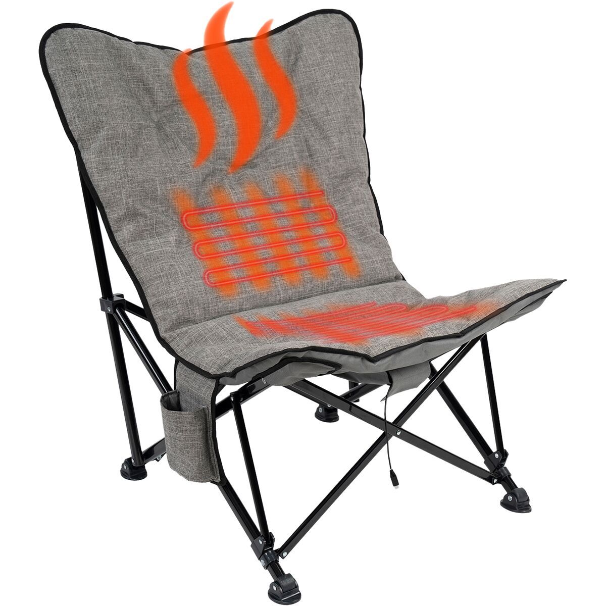 KUMA Aurora Heated Chair + Power Bank Heather Grey, One Size
