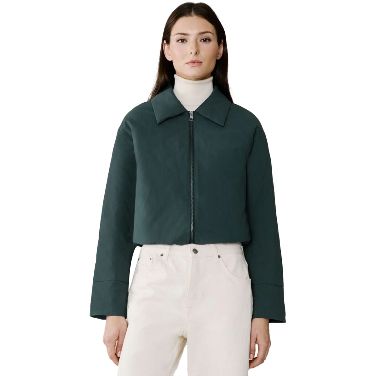 Image of SOIA & KYO Laleh Duvet Down Cropped Jacket - Women's Midnight Forest, L