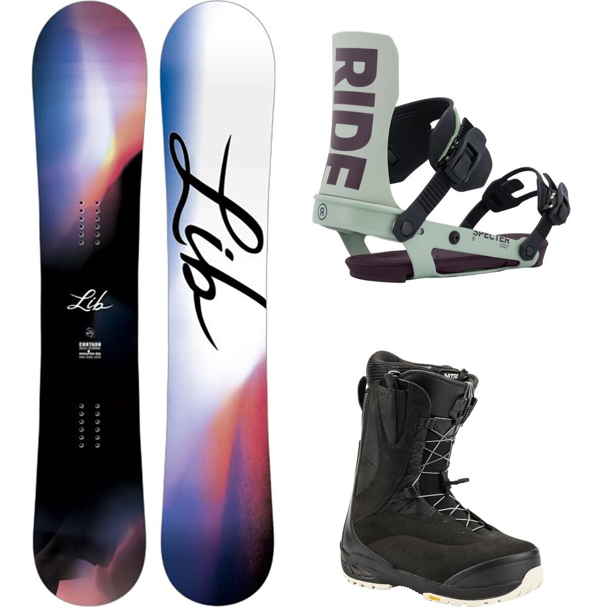 Image of Lib Technologies Cortado Snowboard + Specter Binding + Bianca TLS Boot One Color/Sage/Black, 148cm/M/8.0