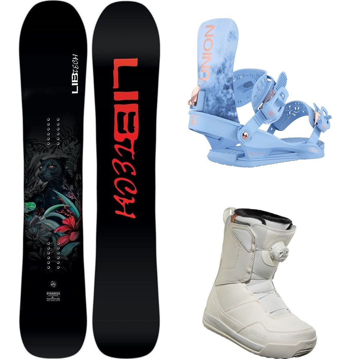 Image of Lib Technologies Dynamiss Snowboard + Juliet Binding + Shifty BOA Boot One Color/Tie Dye/Bone, 142cm/L/10.0