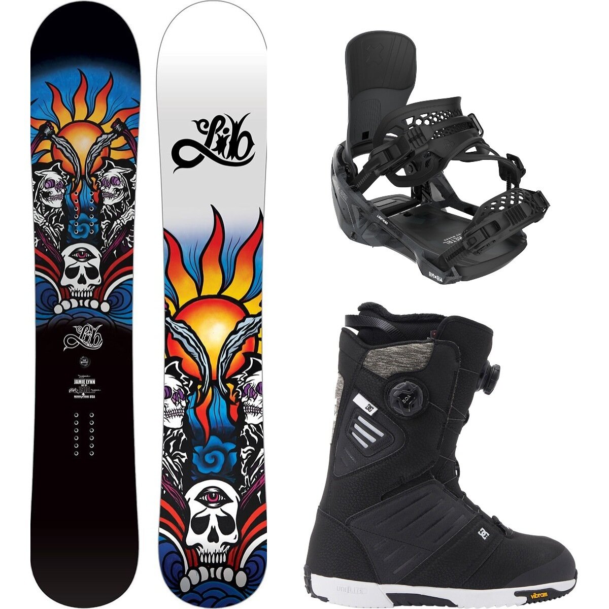 Image of Lib Technologies Jamie Lynn Snowboard + Lightning Binding + Judge Boot One Color/Black/Black/White, 159cm/L/11.0