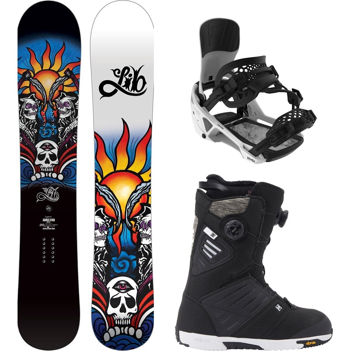 Image of Lib Technologies Jamie Lynn Snowboard + Lightning Binding + Judge Boot One Color/White/Black/White, 159cm/M/8.0