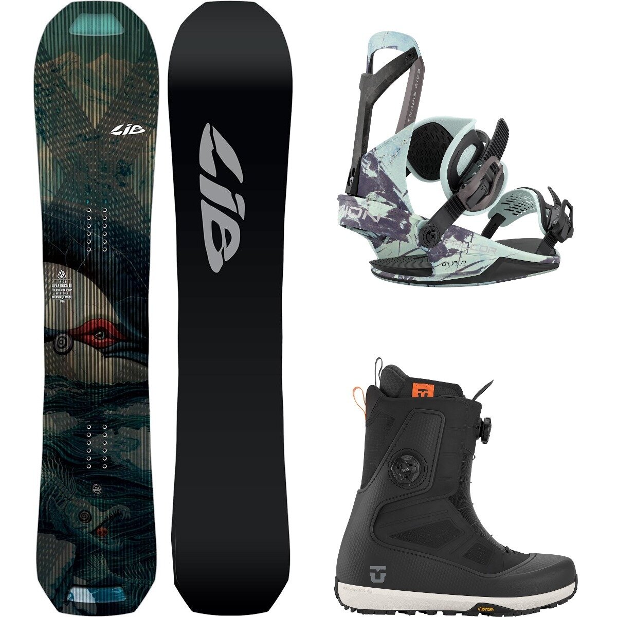 Lib Technologies Lib Technologies Apex Orca II w/ Reset Pro + Falcor Snowboard Package OneCol,Glacier Shadow,Black, 159cm,M,8.5 - $2150.90 at Backcountry.com