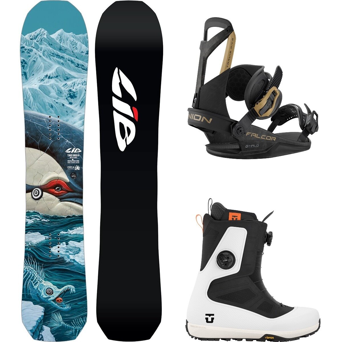 Lib Technologies Lib Technologies Orca II w/ Reset Pro + Falcor Snowboard Package OneCol,Black,White, 153cm,L,11.5 - $1655.90 at Backcountry.com