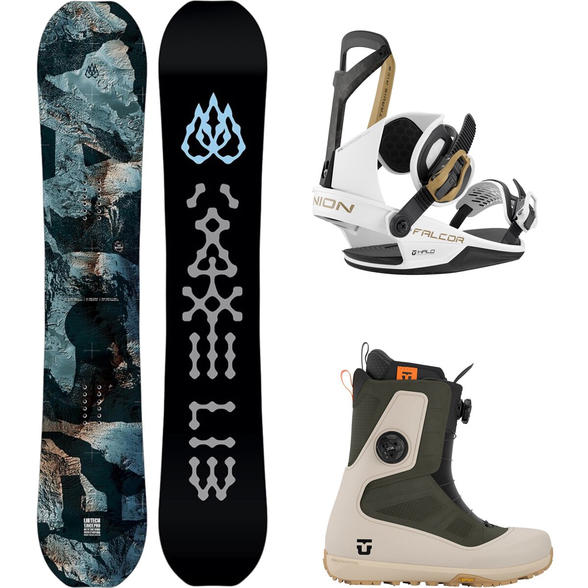 Lib Technologies Lib Technologies T.Rice Pro w/ Reset Pro + Falcor Snowboard Package OneCol,Bianco,Tan, 155cm,L,11.5 - $1610.90 at Backcountry.com