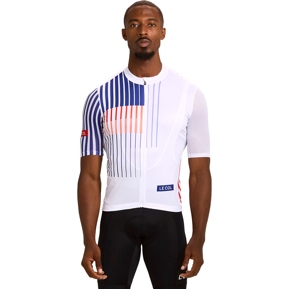 Image of Le Col Sport Lightweight Jersey - Men's White/Blue, S