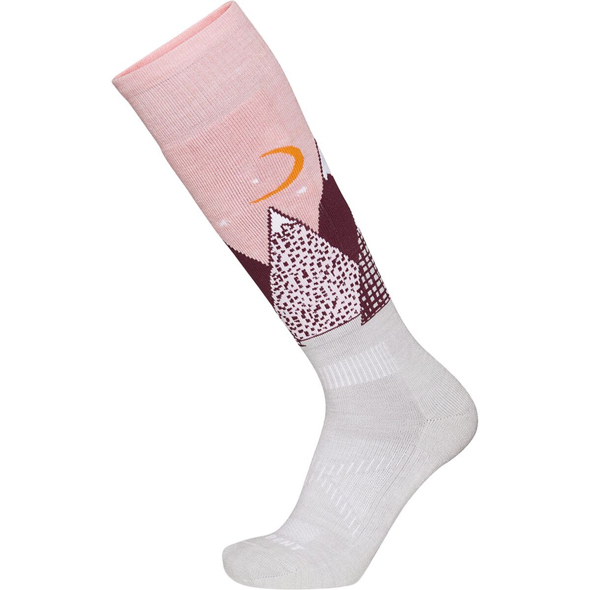 Image of Le Bent Snowy Mountains Light Cushion Snow Sock - Kids' Mellow Rose, M