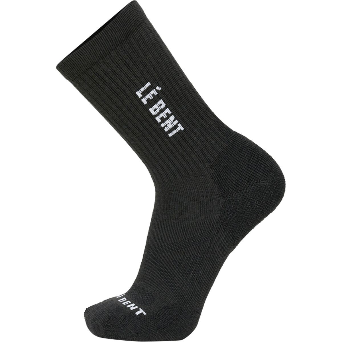 Image of Le Bent Targeted Cushion Logo 3/4 Crew Ribbed Sock Black, XL