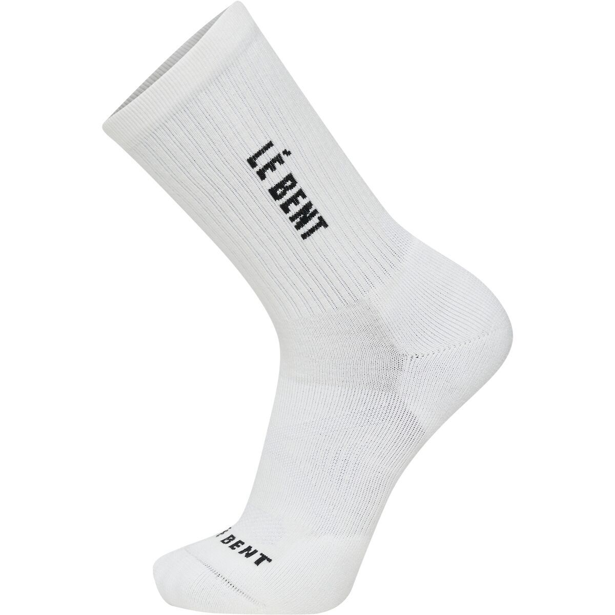 Image of Le Bent Targeted Cushion Logo 3/4 Crew Ribbed Sock White, XL