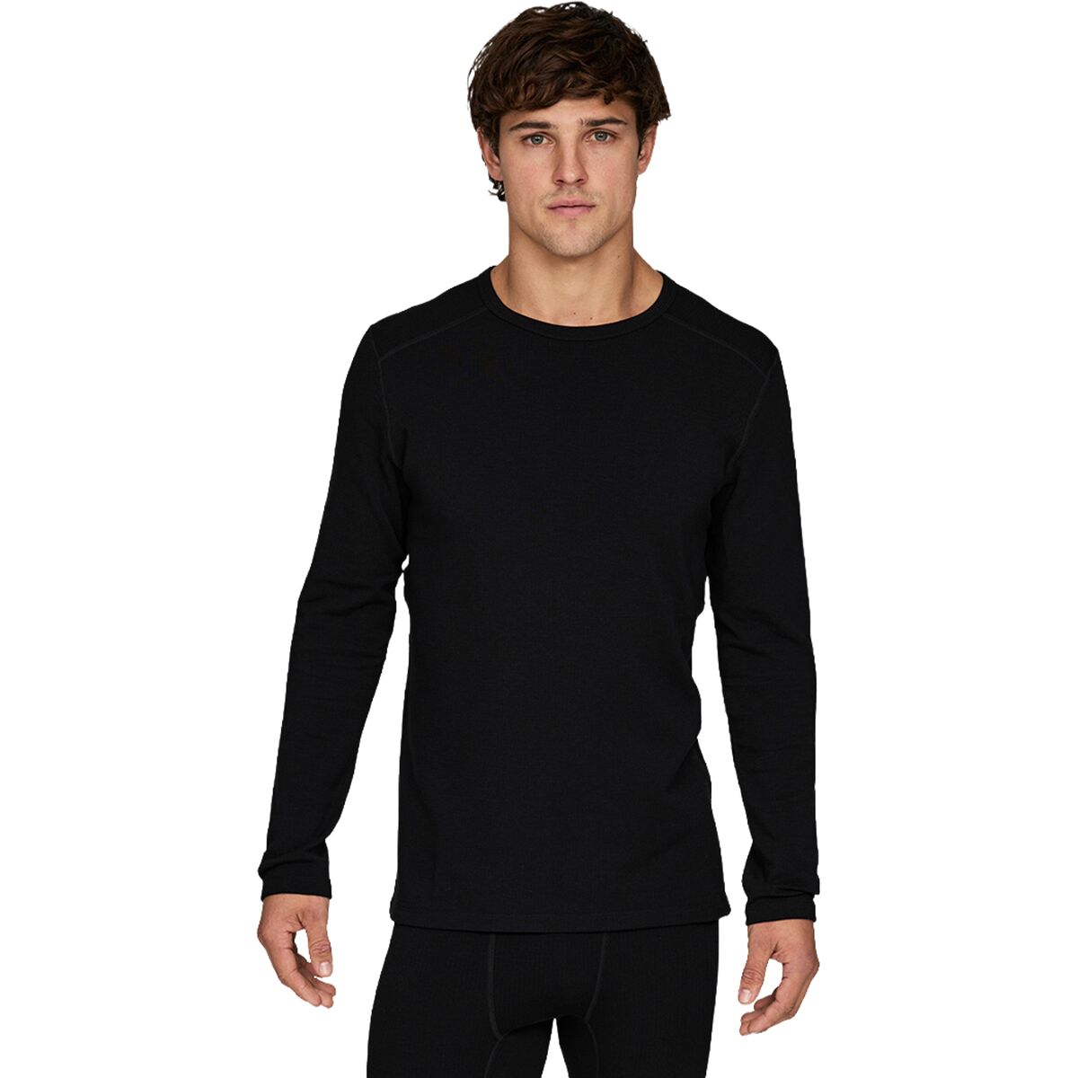 Image of Le Bent Heavyweight Antarctic Grid Fleece Crew - Men's Black, L